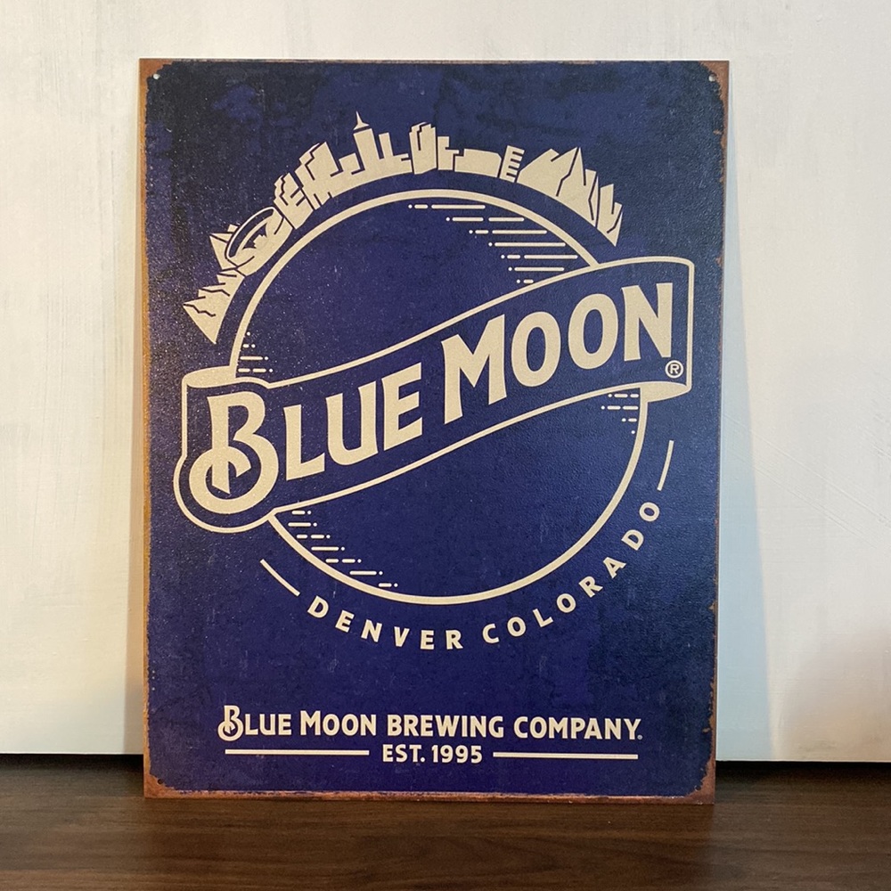 Blue Moon Wall Decor Logo Retro Metal Sign